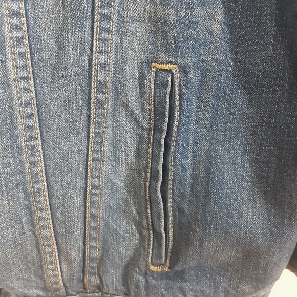 Levis Jean Jacket Adult Mens Large Blue Denim Trucker Work Blank Red Tab - Picture 3 of 10